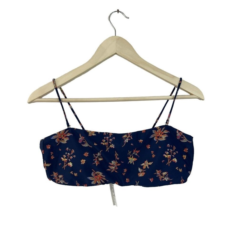NWT Madewell Large Second Wave Spaghetti-Strap Bandeau Bikini Top Floral Reef